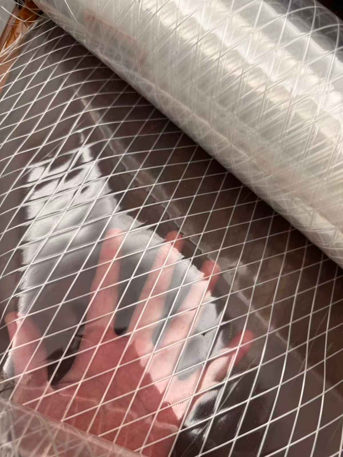 Transparent PET Diamond Grid Reinforced Fabric